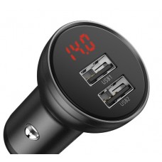 Автомобильная зарядка Baseus Digital Display Dual USB 4.8A 24W Car Charger VCBXA (CCBX-0G)