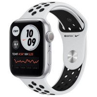 Умные часы Apple Watch Nike Series 6 GPS 44mm Aluminum Silver Case with Sport White-Black Band MG293RU/A
