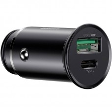 Автомобильное зарядное устройство быстрое PD 3.0+QC 4+ USB+USB Type-C Baseus Circular Metal PPS Quick Charger - Черное (CCYS-C01)