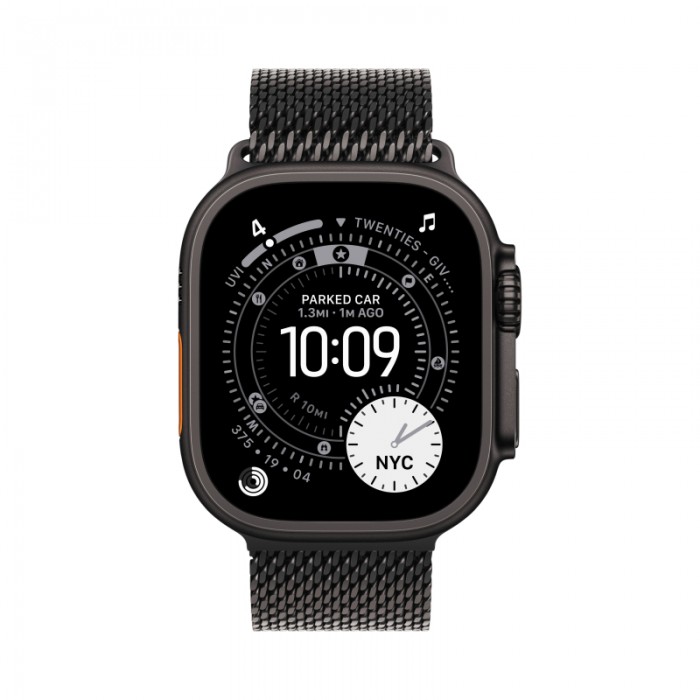 Apple Watch Ultra 3, 49 мм, Black Titanium Milanese Loop Black M