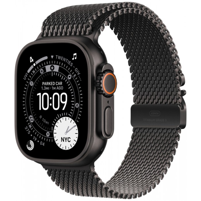 Apple Watch Ultra 3, 49 мм, Black Titanium Milanese Loop Black M
