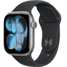 Apple Watch Series 11 42mm Space Grey Aluminium Black Sport Band S/M, 130-180mm