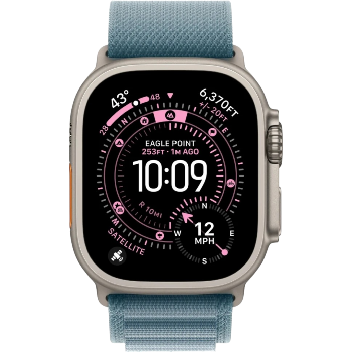 Apple Watch Ultra 2 49 мм Natural Titanium Trail Loop Blue