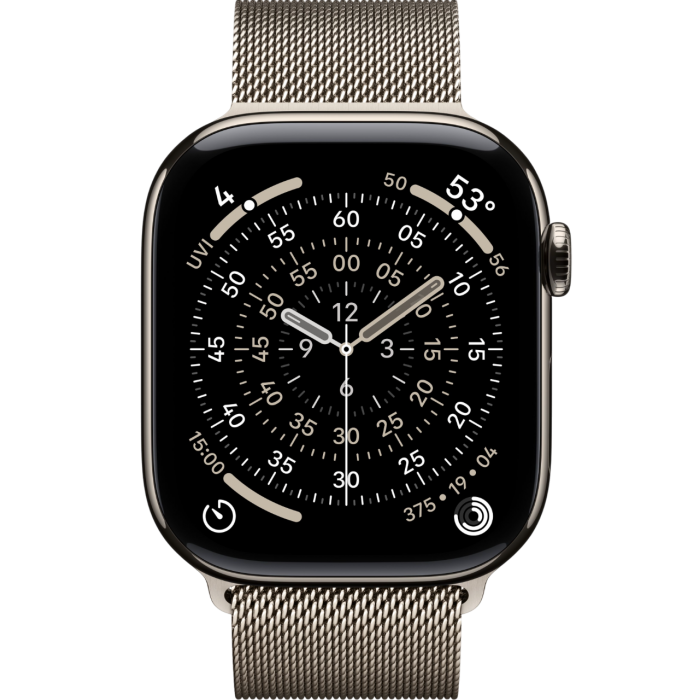 Apple Watch Series 11 46mm Natural Titanium Milanese Loop M/L (150–200 мм) — купить в Москве