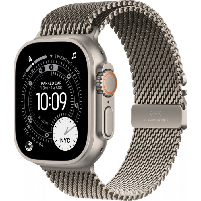 Apple Watch Ultra 3, 49 мм, Natural Titanium Milanese Natural Loop M