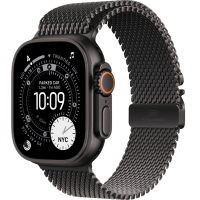 Apple Watch Ultra 3 49mm Black Titanium Case with Black Milanese Loop (L, 180-210mm) (2025)