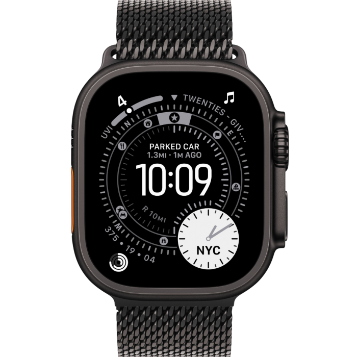 Apple Watch Ultra 3 49mm Black Titanium Case with Black Milanese Loop (S, 130-160mm) (2025)