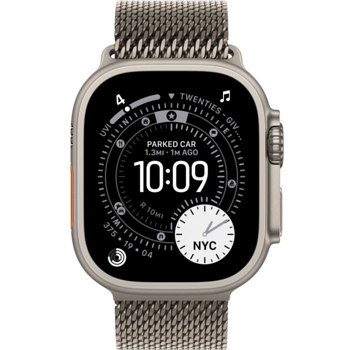 Apple Watch Ultra 3 49mm Natural Titanium Case with Natural Milanese Loop (L, 180-210mm) (2025)