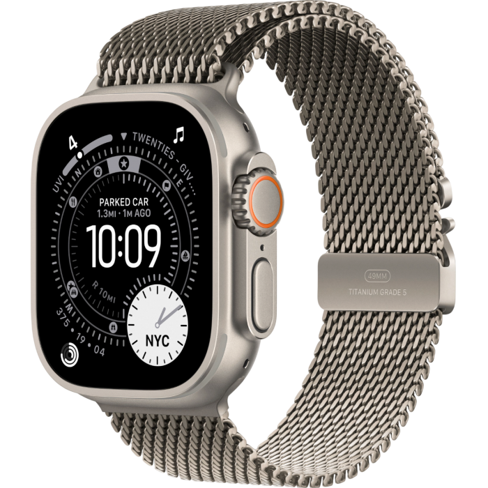 Apple Watch Ultra 3 49mm Natural Titanium Case with Natural Milanese Loop (L, 180-210mm) (2025)