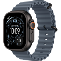 Apple Watch Ultra 3 49mm Black Titanium Case with Anchor Blue Ocean Band (2025)