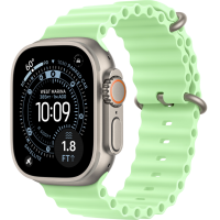 Apple Watch Ultra 3 49mm Natural Titanium Case with Neon Green Ocean Band (2025)