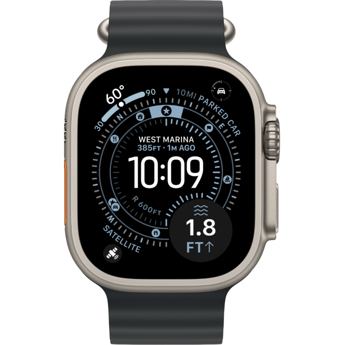 Apple Watch Ultra 3 49mm Natural Titanium Case with Black Ocean Band (2025)