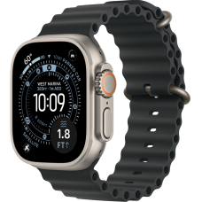 Apple Watch Ultra 3 49mm Natural Titanium Case with Black Ocean Band (2025)