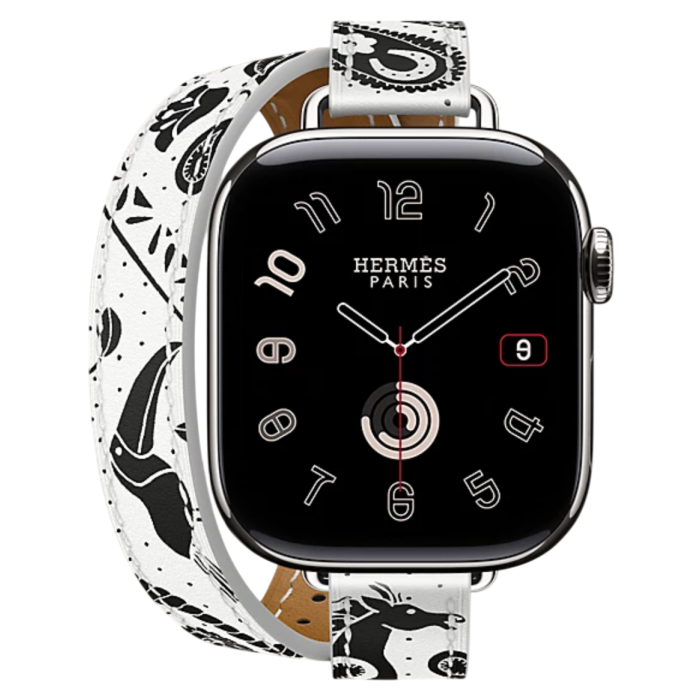 Купить Apple Watch Hermès Series 11 42mm Titanium Case with Double Tour Attelage Animaux Bandana Blanc в магазине stiltv.ru по низкой цене, фото номер 1
