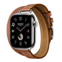 Apple Watch Hermès Series 11 42mm Titanium Case with Double Tour Attelage Gold