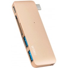 Алюминиевый USB-хаб WiWU Type-C 5 in 1 Gold