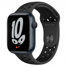 Умные часы Apple Watch Nike Series 7 GPS 45mm Aluminum Case with Sport Band Black MKNC3RU/A, серый космос/антрацитовый/черный