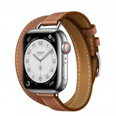 Умные часы Apple Watch Hermès Series 7 GPS + Cellular 41мм Stainless Steel Case with Attelage Double Tour, серебристый/Gold