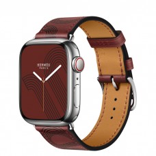Умные часы Apple Watch Hermès Series 7 GPS + Cellular 41мм Stainless Steel Case with Circuit H Single Tour, серебристый/Rouge H/Noir