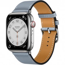 Умные часы Apple Watch Hermès Series 7 GPS + Cellular 45мм Stainless Steel Case with Single Tour, серебристый/Bleu Lin