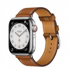 Умные часы Apple Watch Hermès Series 7 GPS + Cellular 41мм Stainless Steel Case with Single Tour, серебристый/Fauve