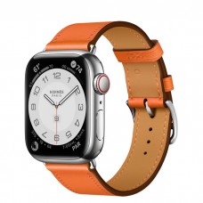 Умные часы Apple Watch Hermès Series 7 GPS + Cellular 41мм Stainless Steel Case with Single Tour, серебристый/Orange