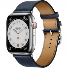 Умные часы Apple Watch Hermès Series 7 GPS + Cellular 45мм Stainless Steel Case with Single Tour, серебристый/Navy
