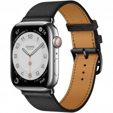 Умные часы Apple Watch Hermès Series 7 GPS + Cellular 45мм Stainless Steel Case with Single Tour, серебристый/Noir