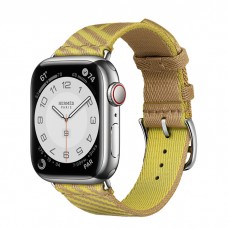 Умные часы Apple Watch Hermès Series 7 GPS + Cellular 41mm Stainless Steel Case with Jumping Single Tour, серебристый/Kraft/Lime