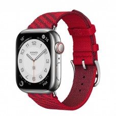 Умные часы Apple Watch Hermès Series 7 GPS + Cellular 41mm Stainless Steel Case with Jumping Single Tour, серебристый/Red Heart/Rouge H