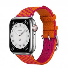 Умные часы Apple Watch Hermès Series 7 GPS + Cellular 41mm Stainless Steel Case with Jumping Single Tour, серебристый/Orange/Rose Mexico