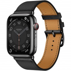 Умные часы Apple Watch Hermès Series 7 GPS + Cellular 45мм Black Stainless Steel Case with Single Tour, черный/Noir