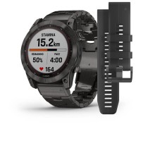 Умные часы  FENIX 7X Sapphire Solar титановый угольно-серый DLC с угольно-серым титановым DLC браслетом