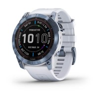 Умные часы FENIX 7X Sapphire Solar титановый синий минерал DLC с белым ремешком