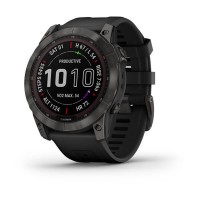 Умные часы FENIX 7X Sapphire Solar титановый угольно-серый DLC с силиконовым ремешком