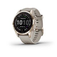 Умные часы FENIX 7S Sapphire Solar титановый кремово-золотой с светло-песочным силиконовым ремешком