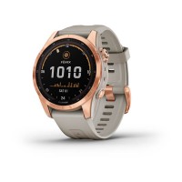 Умные часы FENIX 7S Solar цвета розовое золото с песочным силиконовым ремешком