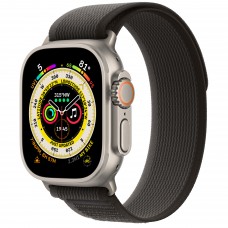 Умные часы Apple Watch Ultra GPS + Cellular 49мм Titanium Case with Black/Gray Trail Loop MQF43 (S/M, 130–180 мм), Черный/Серый