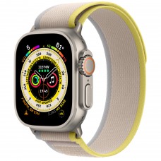 Умные часы Apple Watch Ultra GPS + Cellular 49мм Titanium Case with Yellow/Beige Trail Loop MNHD3 (S/M, 130–180 мм), Желтый/бежевый