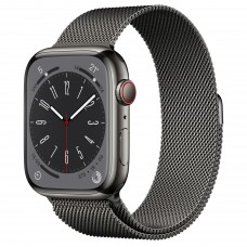 Часы Apple Watch Series 8 GPS + Cellular 45мм Black Stainless Steel Case with Milanese Loop Graphite, графит