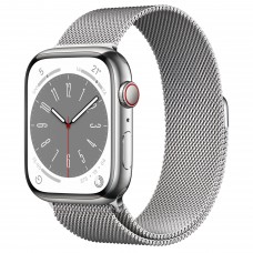 Часы Apple Watch Series 8 GPS + Cellular 45мм Stainless Steel Case with Milanese Loop Silver, серебристый