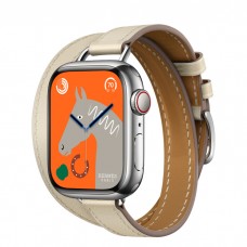 Умные часы Apple Watch Hermès 8 Series GPS + Cellular 41mm Silver Stainless Steel Case with Attelage Double Tour, Béton