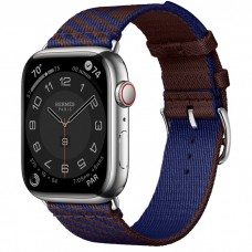 Умные часы Apple Watch Hermès 8 GPS + Cellular 45mm Series Silver Stainless Steel Case with Jumping Single Tour, Rouge Sellier/Bleu