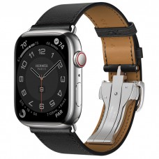 Умные часы Apple Watch Hermès 8 Series GPS + Cellular 45mm Silver Stainless Steel Case with Single Tour Deployment Buckle, Noir