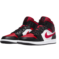Кроссовки AIR JORDAN 1 MID BLACK, FIRE RED & WHITE 554724 079  US 10/ СМ 28/ EUR 44