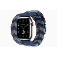 Умные часы Apple Watch Hermès Series 9 GPS + Cellular 41mm Stainless Steel Case with Navy Bridon Double Tour