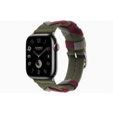 Умные часы Apple Watch Hermès Series 9 GPS + Cellular 45mm Stainless Steel Case with Kaki Bridon Single Tour