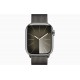Смарт-часы Apple Watch Series 9 GPS + Cellular, 41mm Stainless Steel Case with silver Milanese Loop, чёрный