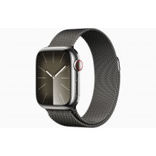 Смарт-часы Apple Watch Series 9 GPS + Cellular, 41mm Stainless Steel Case with silver Milanese Loop, чёрный
