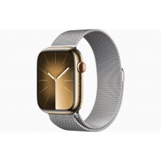Смарт-часы Apple Watch Series 9 GPS + Cellular, 45mm Gold Stainless Steel Case with Gold Milanese Loop, серебристый